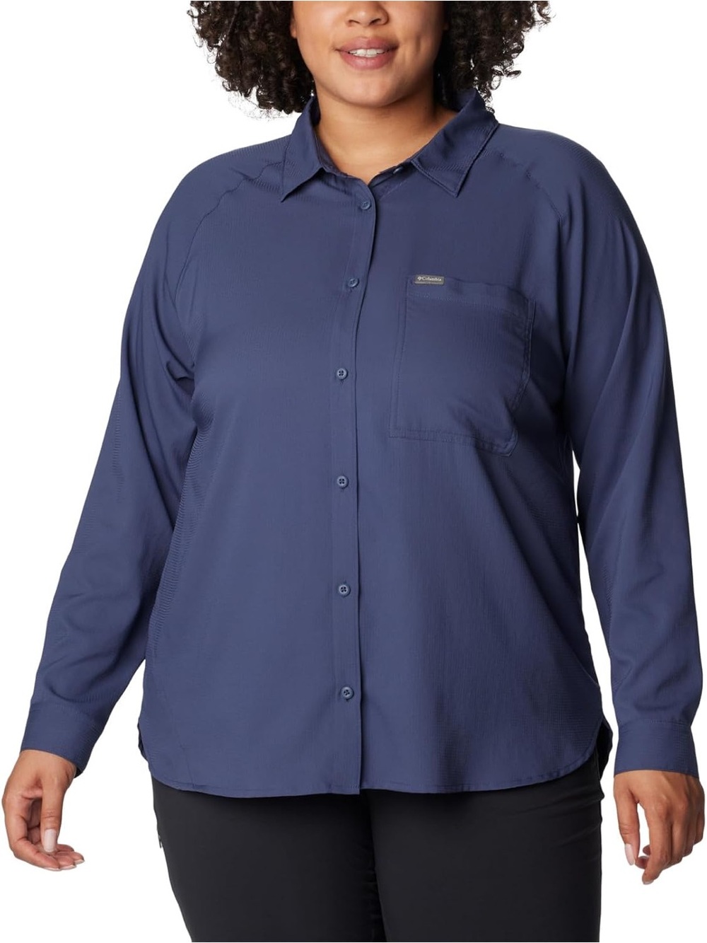 Columbia Anytime Lite Long Sleeve Shirt Hiking Navy Button-Front XXL Gorpcore